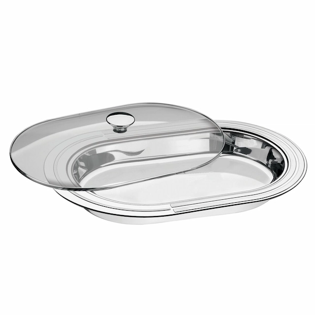 Tramontina Ciclo stainless steel deep serving dish with glass lid 45 cm